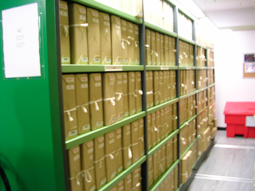 National archives shelving, Original uploader was Keycard at en.wikipedia