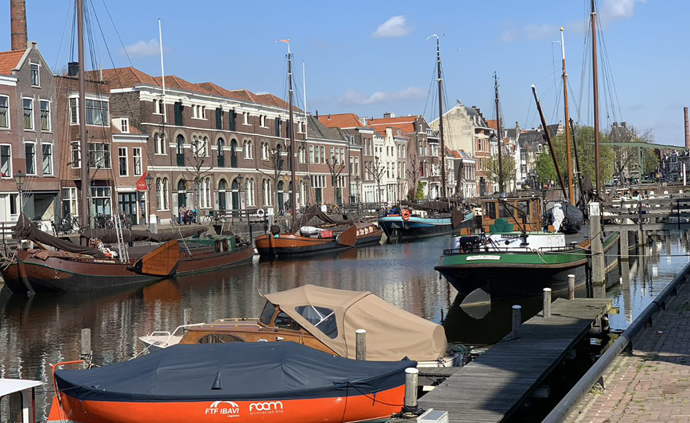 Boats in a canal in Netherlands