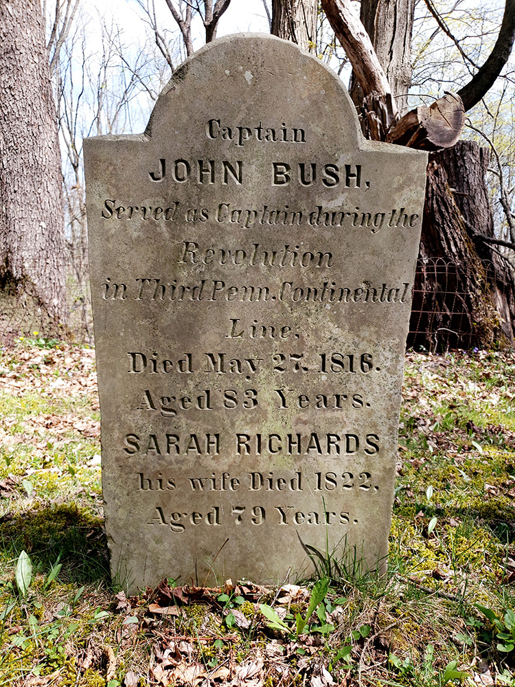 Headstone for Captain John Bush and wife Sarah Richards at Danby Cemetery