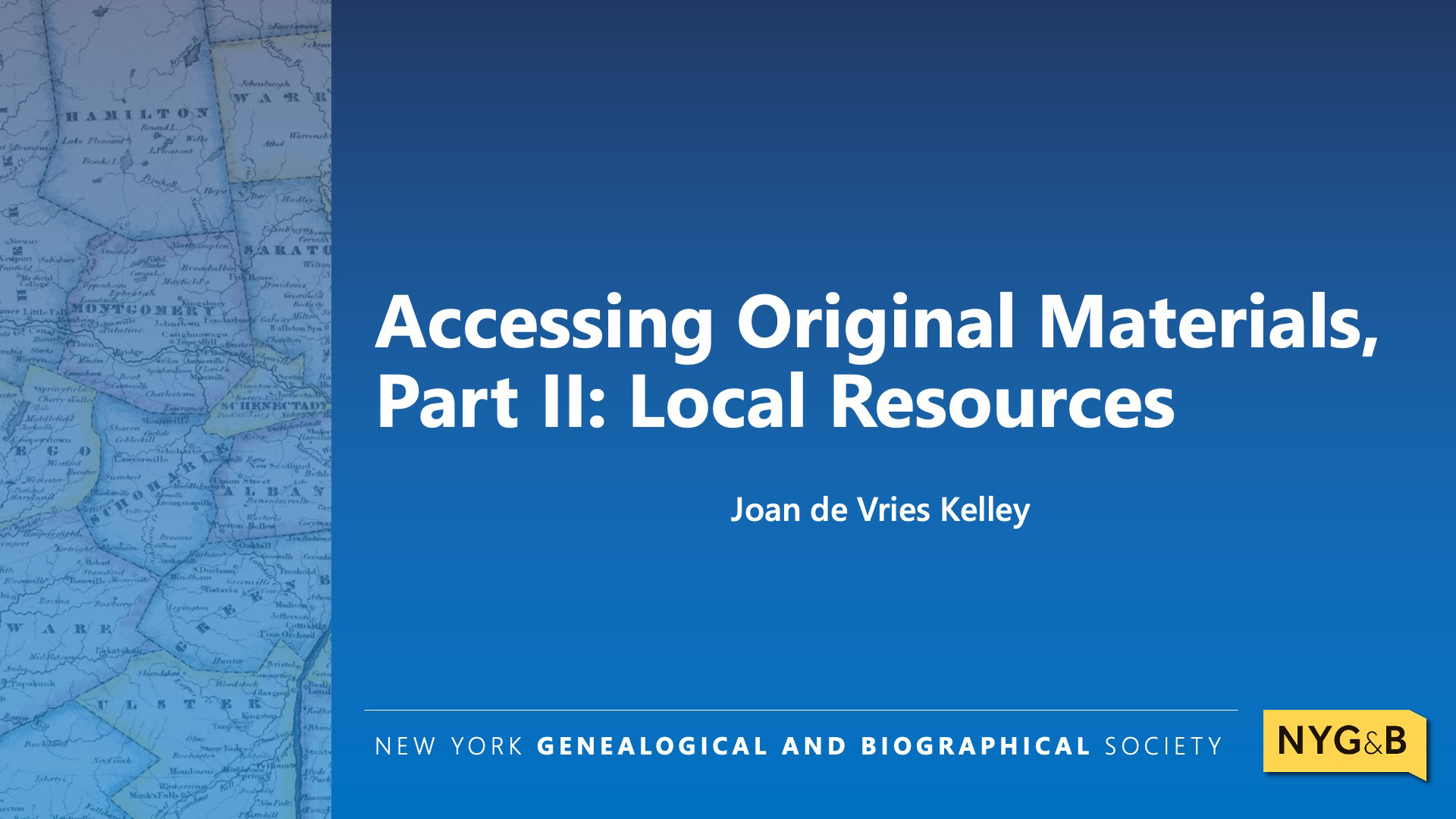 Cover slide for Accessing Original Material, Part II: Local Resources