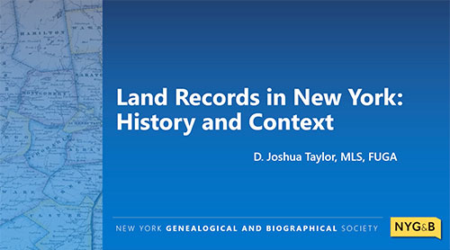Cover slide for Land Records in New York: History and Context