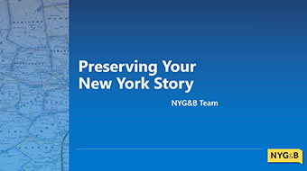 Cover of Webinar NYG&B Preserving Your NY Story