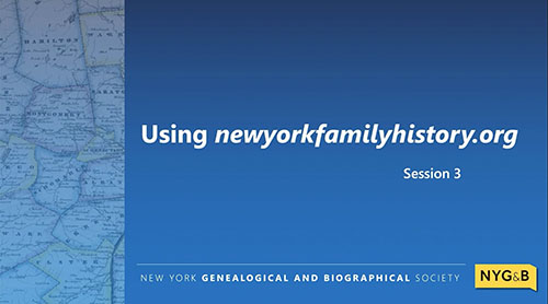 Cover slide for Using newyorkfamilyhistory.org