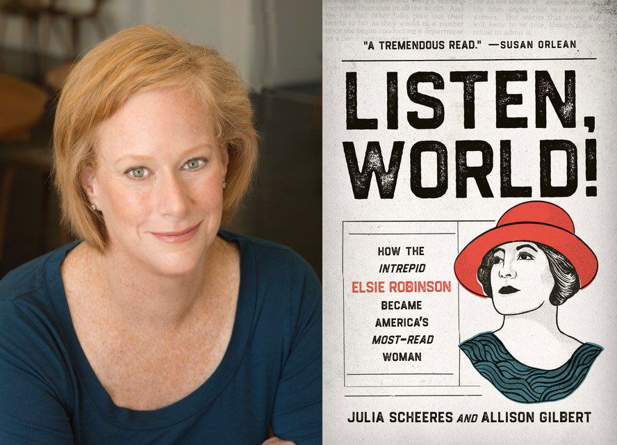 Allison Gilbert headshot and Listen, World! cover