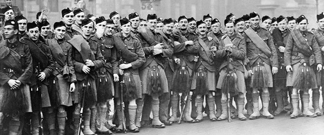 The London Scottish battalion during the First World War, from the Imperial War Museum
