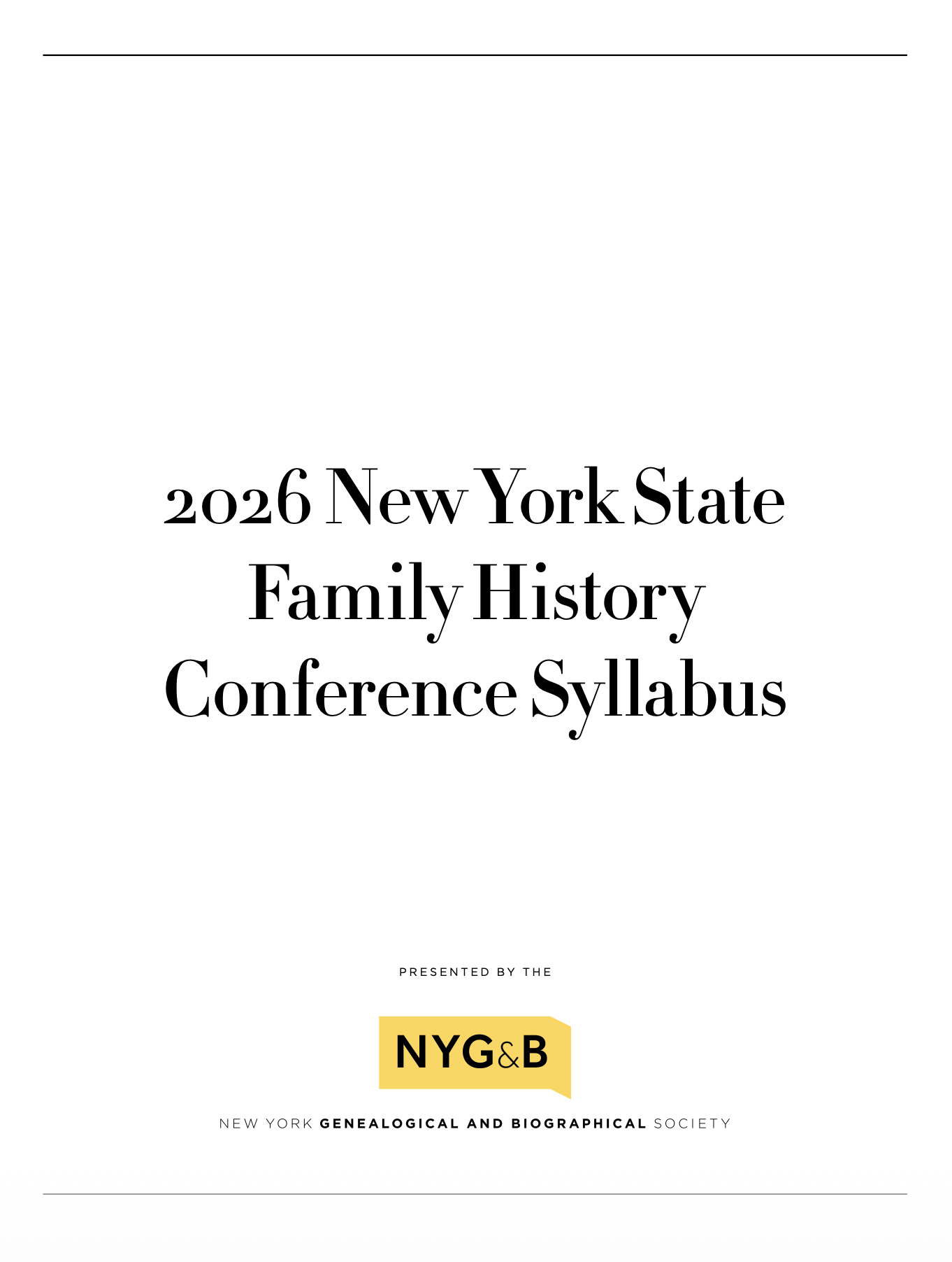 2026 New York State Family History Conference Syllabus cover