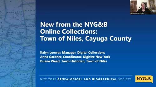 New from the NYG&B Online Collections: Town of Niles, Cayuga County