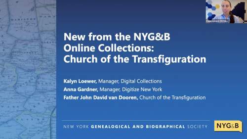 New from the NYG&B Online Collections: Church of the Transfiguration title slide