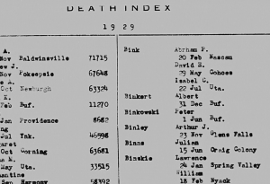 A sample image of a death index page from 1924