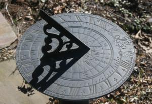 A sundial shows the time. 