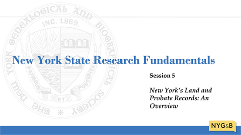 Cover slide for New York's Land and Probate Records: An Overview