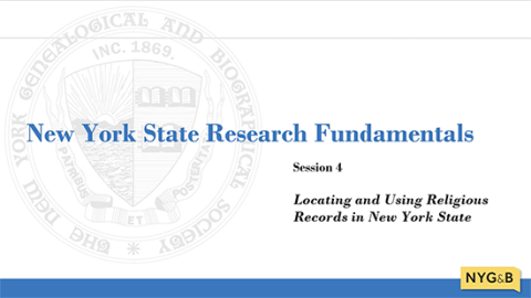 Cover slide for Locating and Using Religious Records in New York State