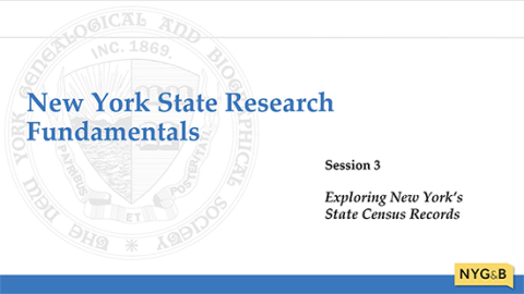 Cover slide for Exploring New York's State Census Records