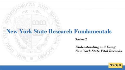 Cover slide for Understanding and Using New York State Vital Records