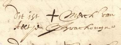 Mark of Aeltje Braconie on the 1644 accord