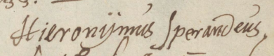 Signature of Hieronijmus Sperandeus, 3 April 1632