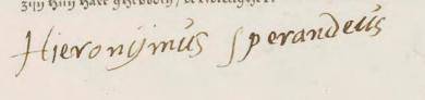 Signature of Hieronijmus Sperandeus, 3 April 1632