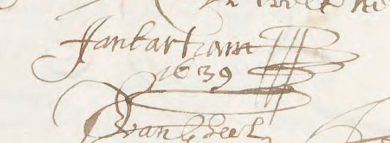 Signature of Jan Bartram, 1639