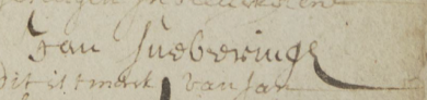 Signature of J R Sueberingh, 1685