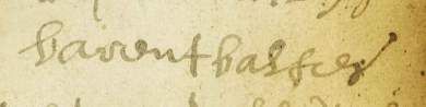Signature of Barent Baltes on the letter from Gravesend residents, 8 September 1655.