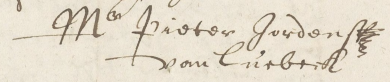 Signature of Pieter Jordensz, 1643.