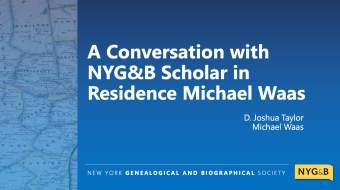 A Conversation with NYG&B Scholar in Residence Michael Waas