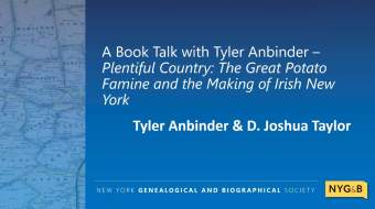 Plentiful Country, title slide from book talk with Tyler Anbinder